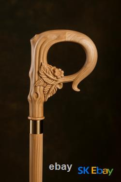 Hand Carved Wooden Walking Stick Design Handle Walking Cane For Women Best Gift
