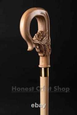 Hand Carved Wooden Walking Stick Design Handle Walking Cane For Women Best Gift