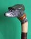 Hand Carved Wooden Walking Stick Dog Handle Cane Unique Gift for Pet Lovers