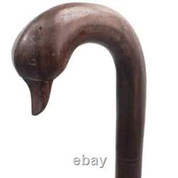 Hand Carved Wooden Walking Stick Duck Head Handle Walking Cane Stick