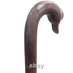 Hand Carved Wooden Walking Stick Duck Head Handle Walking Cane Stick