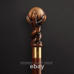 Hand Carved Wooden Walking Stick Eagle Foot Handle Walking Cane Christmas Great