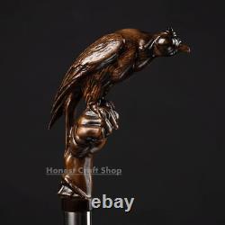 Hand Carved Wooden Walking Stick Falconry Handle Walking Cane Christmas Best Gif