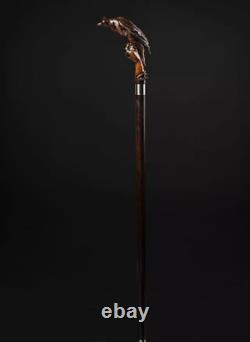 Hand Carved Wooden Walking Stick Falconry Handle Walking Cane Christmas Best Gif