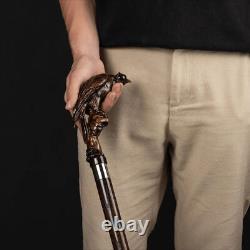 Hand Carved Wooden Walking Stick Falconry Handle Walking Cane Christmas Best Gif