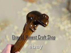 Hand Carved Wooden Walking Stick Frog Handle Walking Cane Christmas Best GIFT C