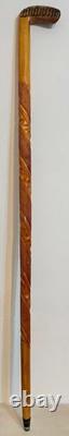 Hand Carved Wooden Walking Stick Spiral Barley Twist Cane 1930's
