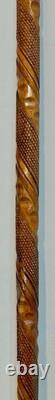 Hand Carved Wooden Walking Stick Spiral Barley Twist Cane 1930's