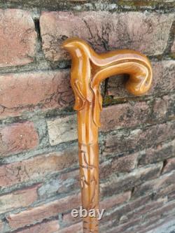 Hand Carved Wooden Walking Stick Unisex Cane