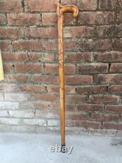 Hand Carved Wooden Walking Stick Unisex Cane