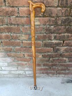 Hand Carved Wooden Walking Stick Unisex Cane