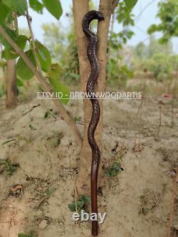 Hand Carved snake Wooden Walking Stick Cobra Walking Cane