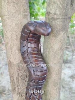 Hand Carved snake Wooden Walking Stick Cobra Walking Cane Best Unique