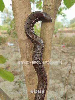 Hand Carved snake Wooden Walking Stick Cobra Walking Cane Best Unique