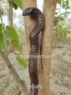 Hand Carved snake Wooden Walking Stick Cobra Walking Cane Best Unique