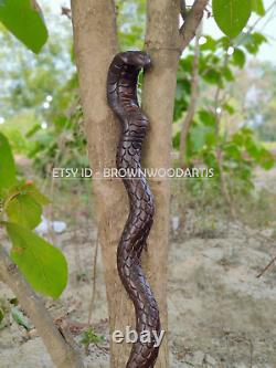 Hand Carved snake Wooden Walking Stick Cobra Walking Cane Unique