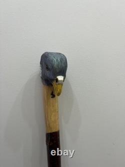 Hand Carved walking stick wood Pigeon Head