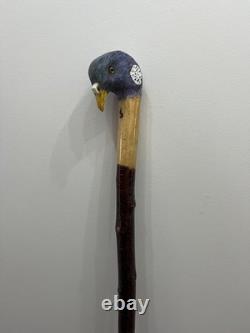 Hand Carved walking stick wood Pigeon Head