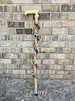 Hand Carved wood Snake curling up Walking stick hight 63 inches