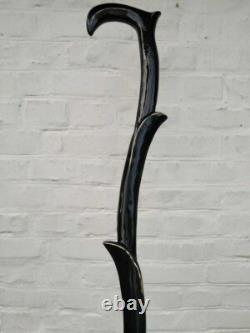 Hand Carved working Stick Cane Hiking Black Wooden Walking Stick Design handmade
