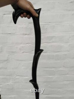 Hand Carved working Stick Cane Hiking Black Wooden Walking Stick Design handmade