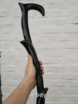 Hand Carved working Stick Cane Hiking Black Wooden Walking Stick Design handmade