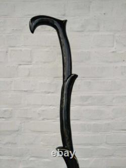 Hand Carved working Stick Cane Hiking Black Wooden Walking Stick Design handmade