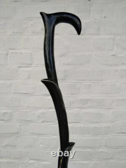 Hand Carved working Stick Cane Hiking Black Wooden Walking Stick Design handmade