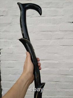 Hand Carved working Stick Cane Hiking Black Wooden Walking Stick Design handmade