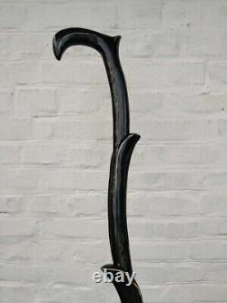 Hand Carved working Stick Cane Hiking Black Wooden Walking Stick Design handmade