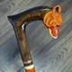 Hand Carving Fox Head Walking Stick Cane Wooden Cane Animal Lover Handmade Gift