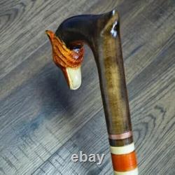 Hand Carving Fox Head Walking Stick Cane Wooden Cane Animal Lover Handmade Gift