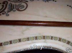 Hand Made Carved Wood & Brass Crook Walking Stick Cane