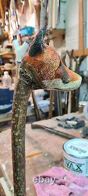 Hand carved Fox walking stick