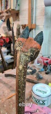 Hand carved Fox walking stick