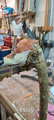 Hand carved Fox walking stick