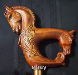 Hand-carved Horse Forever Walking Stick/Cane Inspired By Vintage Art-40 Tall