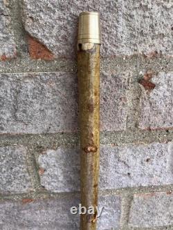 Hand-carved Middle Finger Hiking Walking Stick Pole Elm and Hazel Wood 64 A79