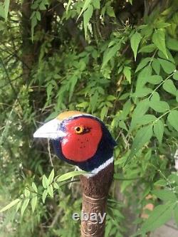 Hand carved, Pheasant Walking Stick