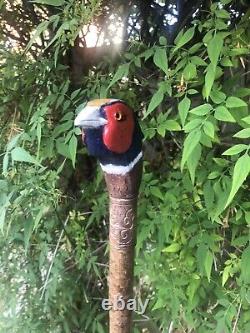 Hand carved, Pheasant Walking Stick