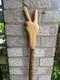 Hand-carved Two Finger Peace Hiking Walking Stick Oak and Hazel Wood 60 A50