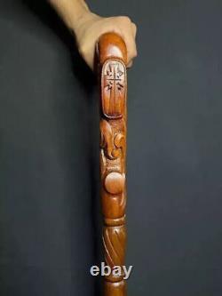 Hand carved Unique Walking Stick Wooden Cross Cane Beautiful Christmas gifts