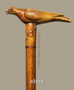Hand carved design bird wooden walking stick for men women walking cane gift S10