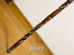 Hand carved walking stick 36 inch, Wizard walking stick, Magic walking sticks