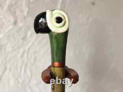 Hand carved walking stick parrot Walking stick Parrot Carved walking cane Parrot