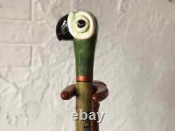 Hand carved walking stick parrot Walking stick Parrot Carved walking cane Parrot