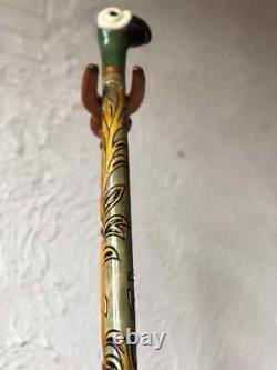 Hand carved walking stick parrot Walking stick Parrot Carved walking cane Parrot