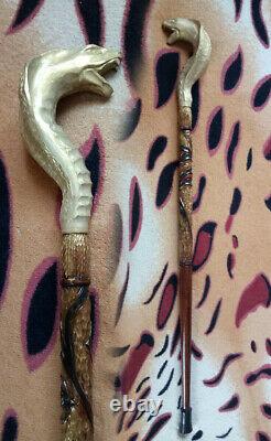 Hand carved walking sticks snake Wood walking cane snake Walking stick snake