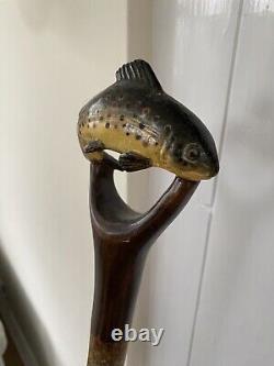 Hand carved wooden walking stick