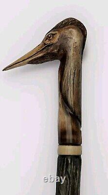 Hand carved wooden walking stick